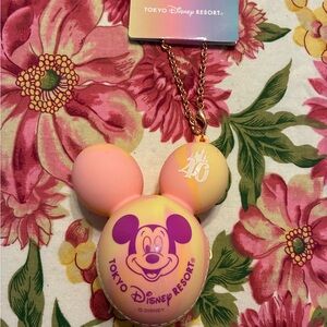 Disney Tokyo Disney Resort Pastel Pink Yellow Mickey Ear Keychain Necklace